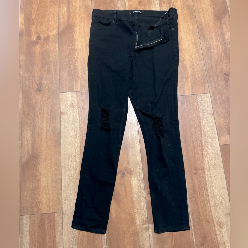 Express ripped skinny jeans black 14L